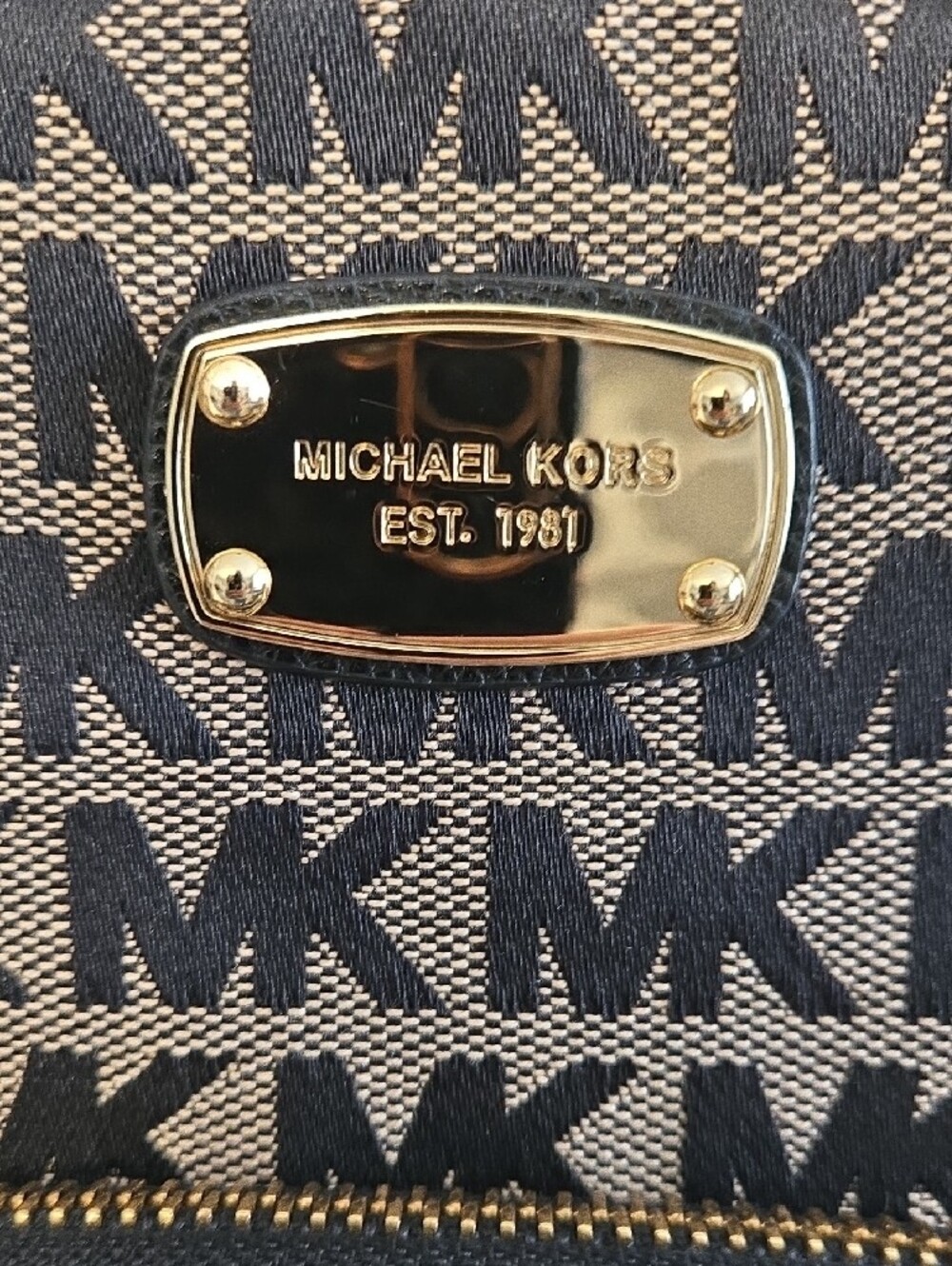 Michael Kors Black and Tan MK Monogram Backpack - Picture 2 of 11